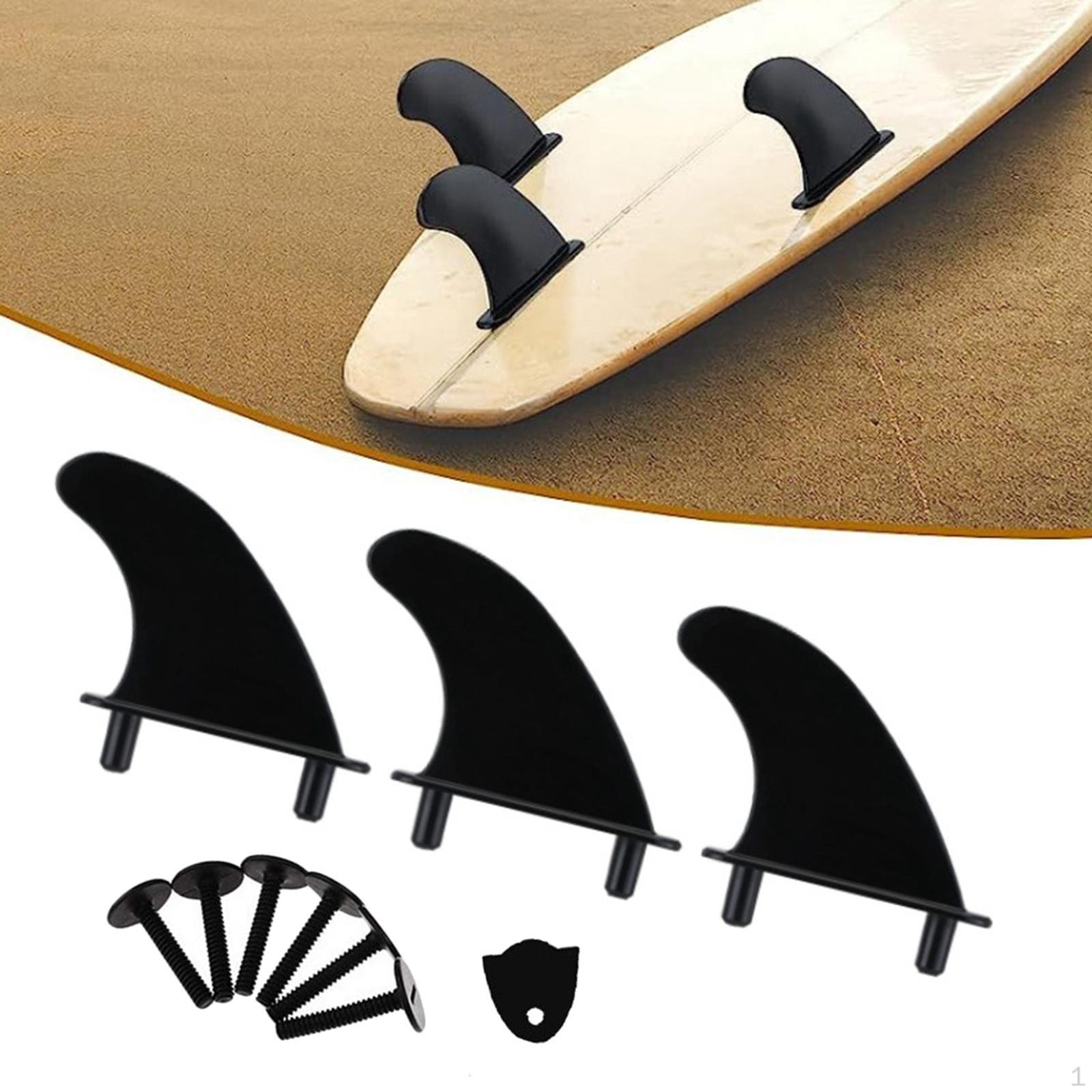3 Pack Surfboard Fins with Screws And Wrench for Paddle Boards чёрный