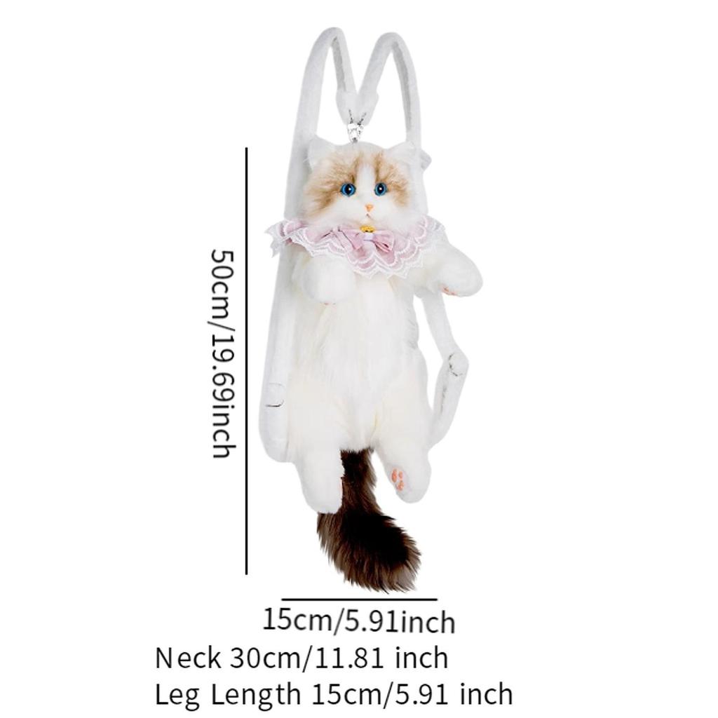 Cute Plush Cat Backpack Casual Large Capacity Purse Rucksack Lightweight Trendy
