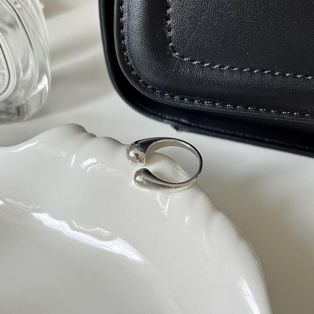 Minimalist Copper-Plated White Gold Geometric Open Band Ring for Index Finger