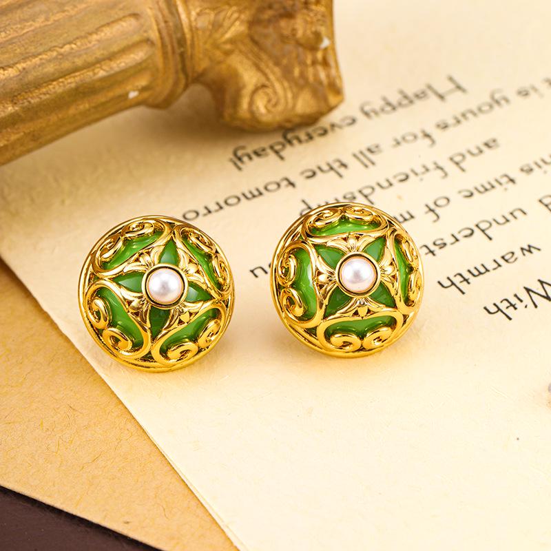 High-End Chinese Water Drop Enamel Earrings - Luxurious Long Silver Needle, Trendy Ancient Style for Women