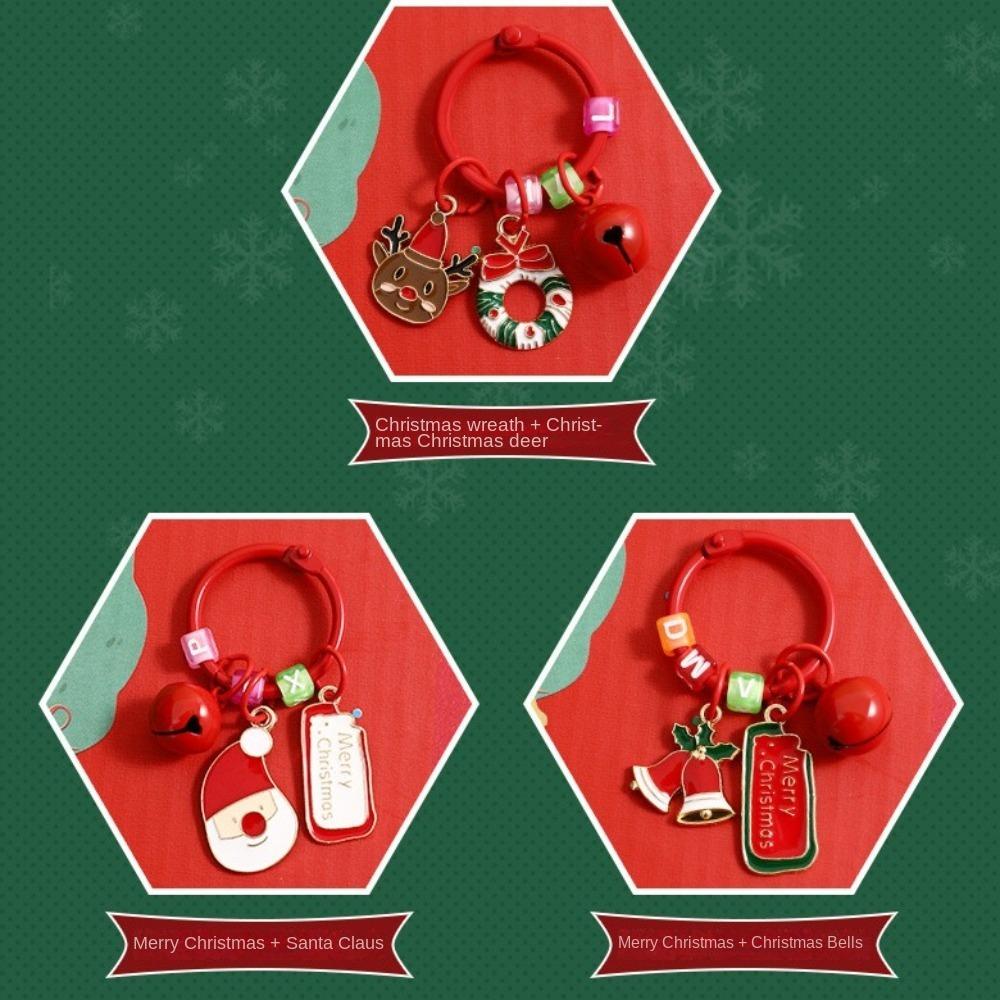 Christmas Tree Christmas Tag Pendant Xmas Deer Key Ring Creative Sants Claus Keychain  Kids