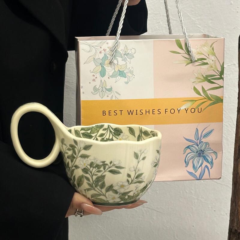 Зелений Набір Кавових Чашок з Конваліями