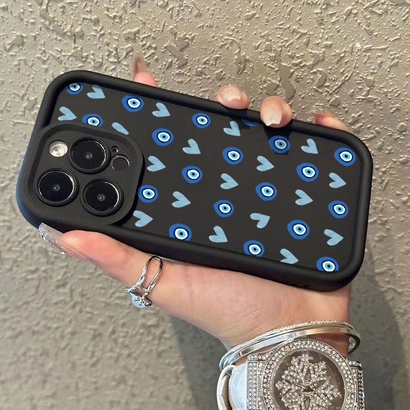 Phone Case Blue Heart-shaped Eyes Pattern For iPhone 17 16 Pro Max 11 13 12 14 15 8 7 Plus XS XR X 16E 17E Shockproof Soft Cover