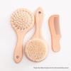 Beechwood Infant Hair & Bath Brush Set: Detangling, Massage, Air Cushion Brush & Flat Comb.