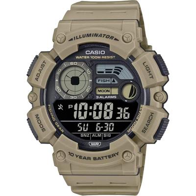 WS-1500H-5BV Digital Men's Watch Fishing and Moon Data Display Black LCD Khaki