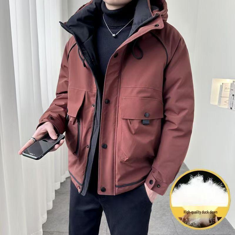 

Мужское зимнее пальто-ветровка с капюшоном 2025 4XL (recommended 175-190 jin) розы красного