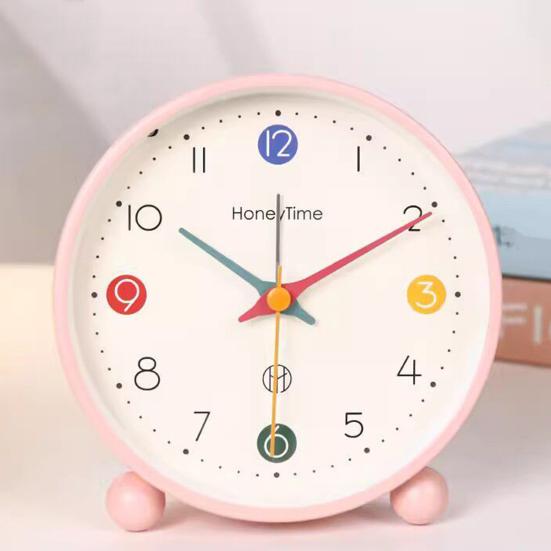 Analog Alarm Clock with Night Light Non-Ticking Silent Battery Operated Bedroom Desktop Digital Quartz Clock Children Students Birthday Gift