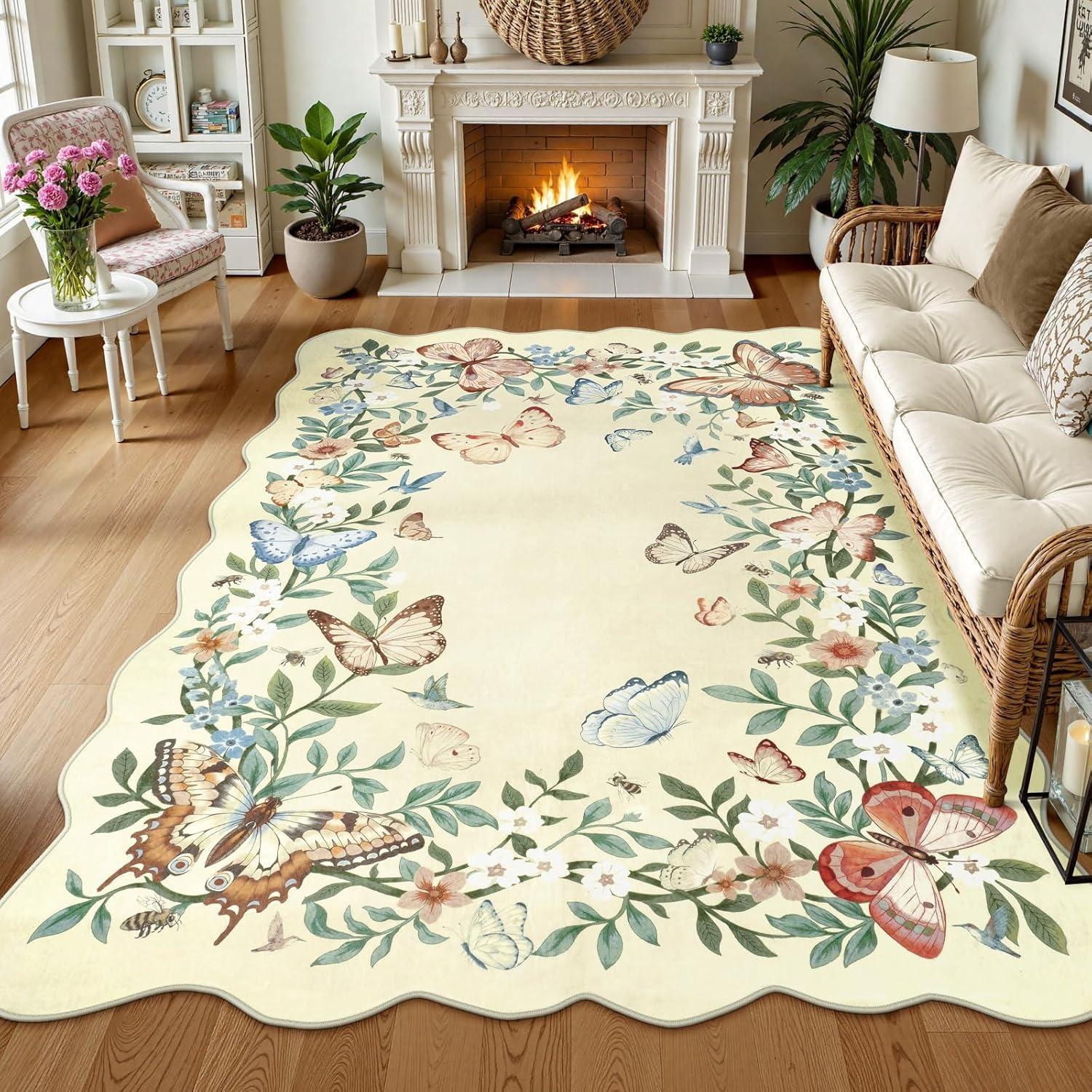 

Irregular Living Room Carpet Simple Butterfly Pattern Bedroom Bedside Rug Foldable Machine Washable Coffee Table MatTapis 50x80cm (19x31inch)