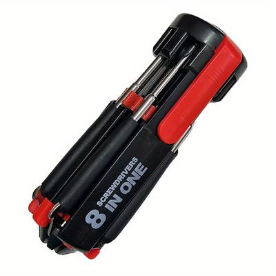 8-in-1 Tragbares Schraubendreher-Set mit LED-Arbeitsleuchte und Taschenlampe - Mehrzweckwerkzeug für Zuhause, Küche, Autoreparatur mit langlebigem Edelstahlbohrer