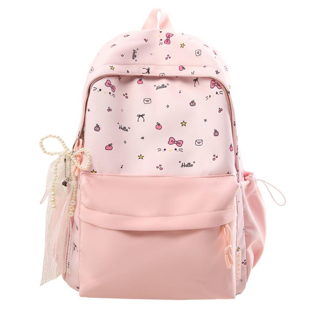 Schoolbag Korean version ins Cartoon Hello Kitty Backpack Women's Large Capacity Cute Doodle Student School Bag Sweet Versatile Backpack