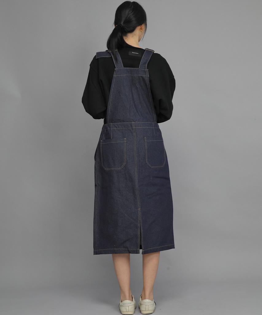 Seinteukeulu Wrinkle Band Overalls Skirt Swb-612 Denim Indigo