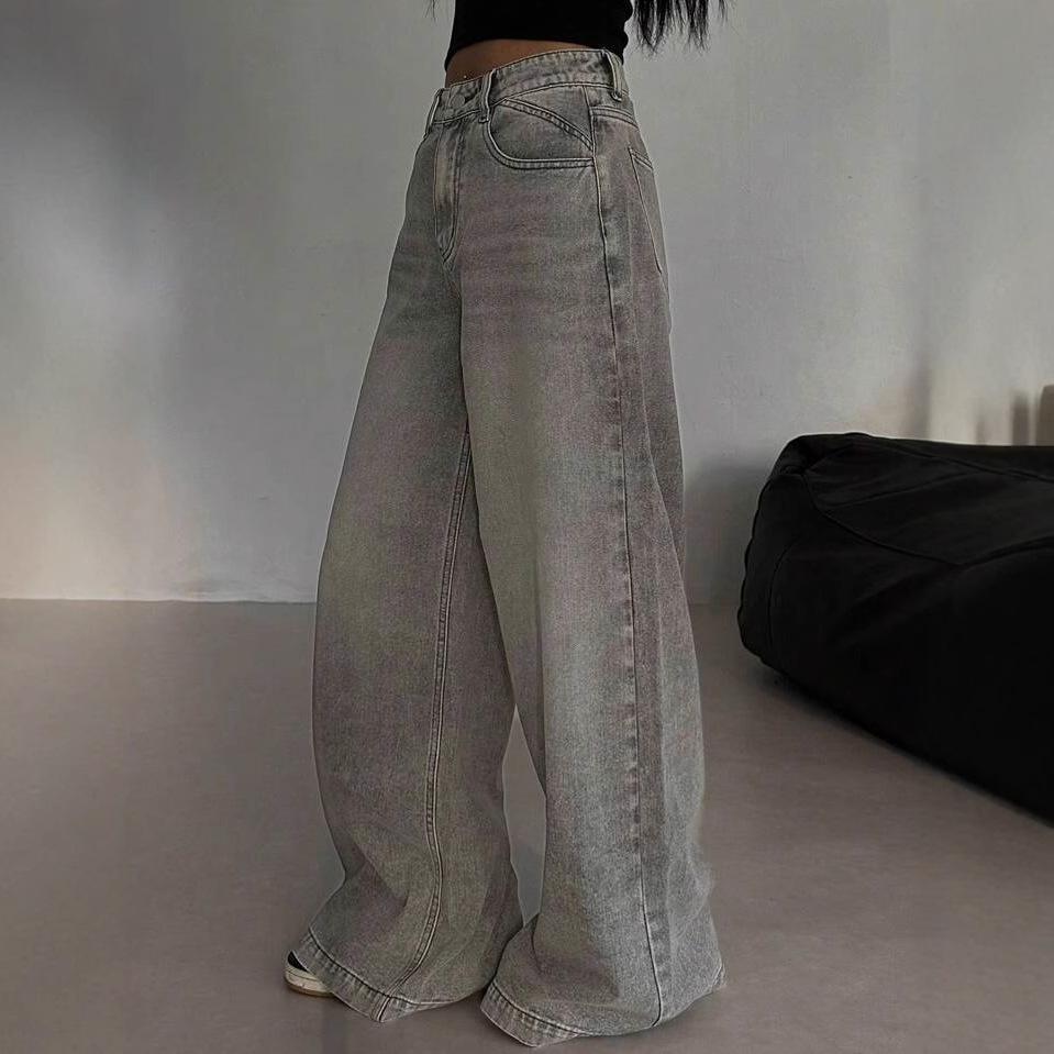High Waist Straight Jeans Damen Locker Lässig Denim Hose Tägliche Straßenhose