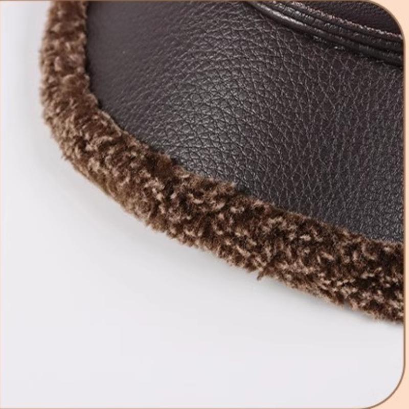 High Quality  Winter Leather Hat Men Fur  Warm Thick Earflaps Bomber Hats Men's Baseball Cap Russian Hat