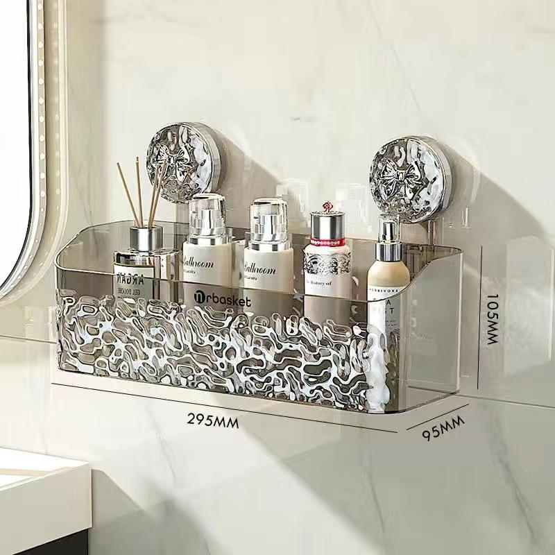 Koupelnová skleněná police otočná přísavka instalace za jednu sekundu koupelnové úložné prostory vzor ledovce třídění položek
