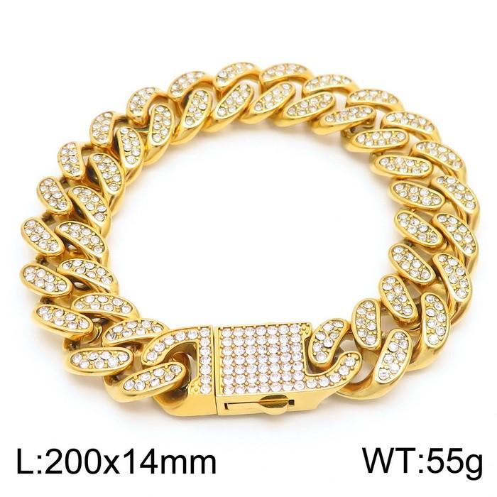 Hip Hop Shiny Rhinestones Bracelet for Men Women High Quality Zircon Cuban Miami Charm Chunky Figaro Chain Gold Color Jewelry