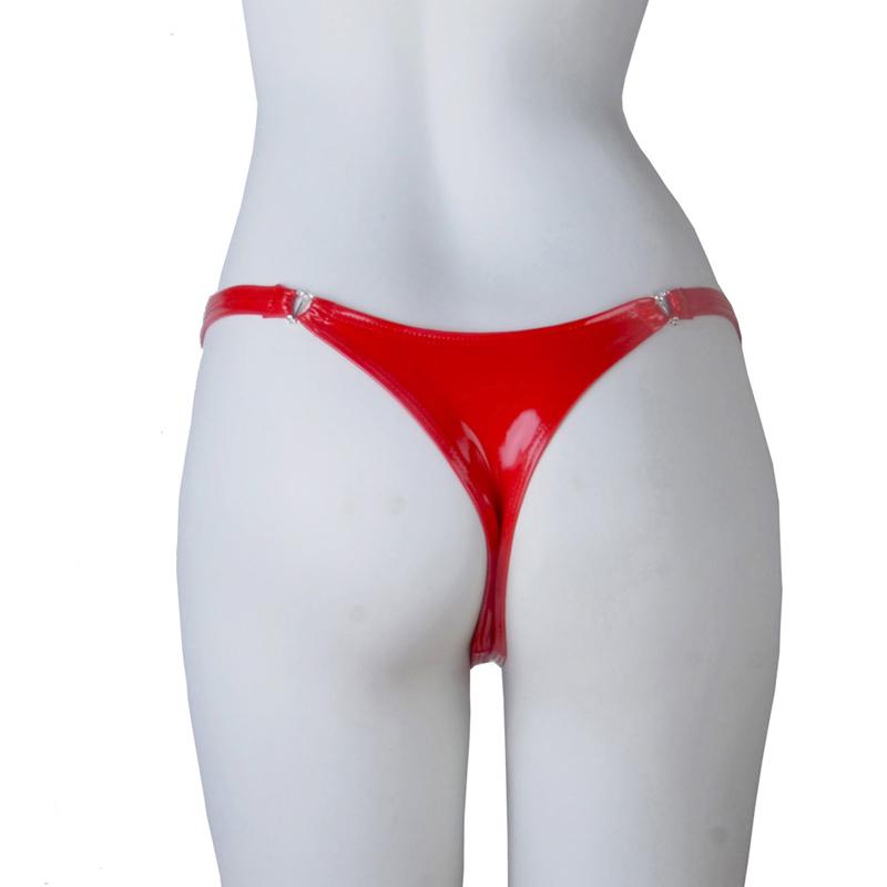 Plus Size Women Wetlook PVC Leather Panties Heart Shape Buckle Low Waist Bikini Thongs G strings Sexy Underwear