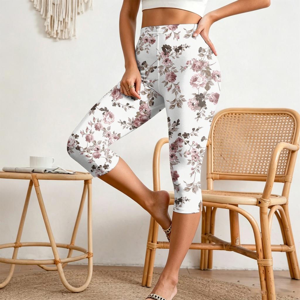 Women's Elastic Waist Casual Capri Pants Slim Fit Split Hem Stretchy Lightweight Bottoms for Everyday Wear and Outdoor Activities