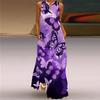 Butterfly Pattern 3D Printed V-neck Sleeveless Dress Stage Show Women's Clothing Travel Photo Vacation Style Beach Dress