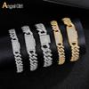 A New European and American Flip Buckle Copper Inlaid Zircon Cuban Bracelet Necklace 10mm12mm14mm