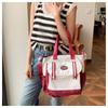 Chic Street Style Women's Canvas Bag 2024 New Colorblock Large Shoulder Bag