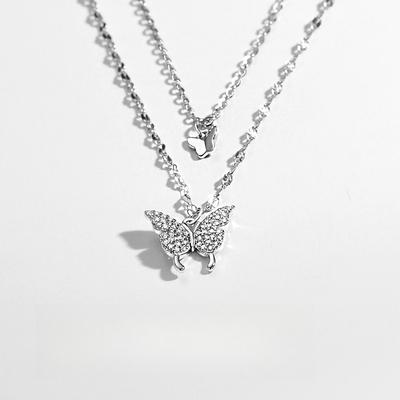 Butterfly Necklace New Year Design Sense Birthday Gift Double Layer Clavicle Chain
