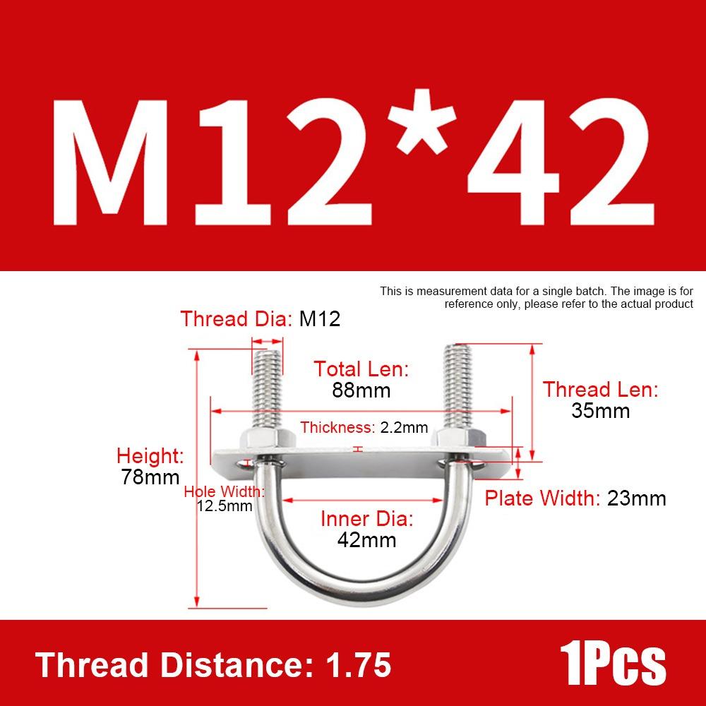 1Set 304 Stainless Steel Pipe U-clamp Screws Right Angle U-bolt Durable Round Bolt  for Round Tube