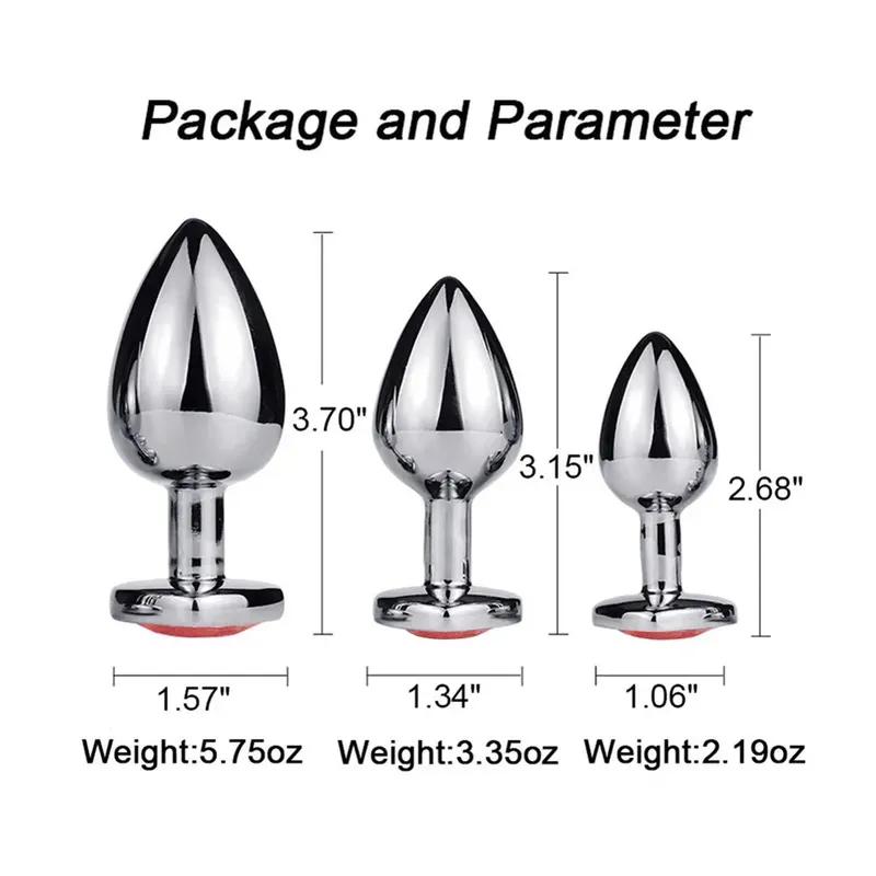 Metal Anal Plug for Women Men Couples Butt Plug Butt Toy Adult Game Masturbator Anal S/M/L Diamond Sex Toy for Adult Products