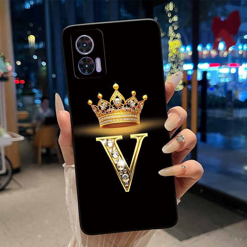 Phone Case For Motorola Edge 30 Lite/Motorola Edge 30 Neo 5G Black Case Shockproof Soft Fashion Letter Crown Cover