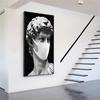 Schwarz-weiße Marmor-Skulptur-Kunstdrucke, Malerei, Maske David, klassische Wand-Leinwand-Poster, Bild für Heimdekoration, ohne Rahmen