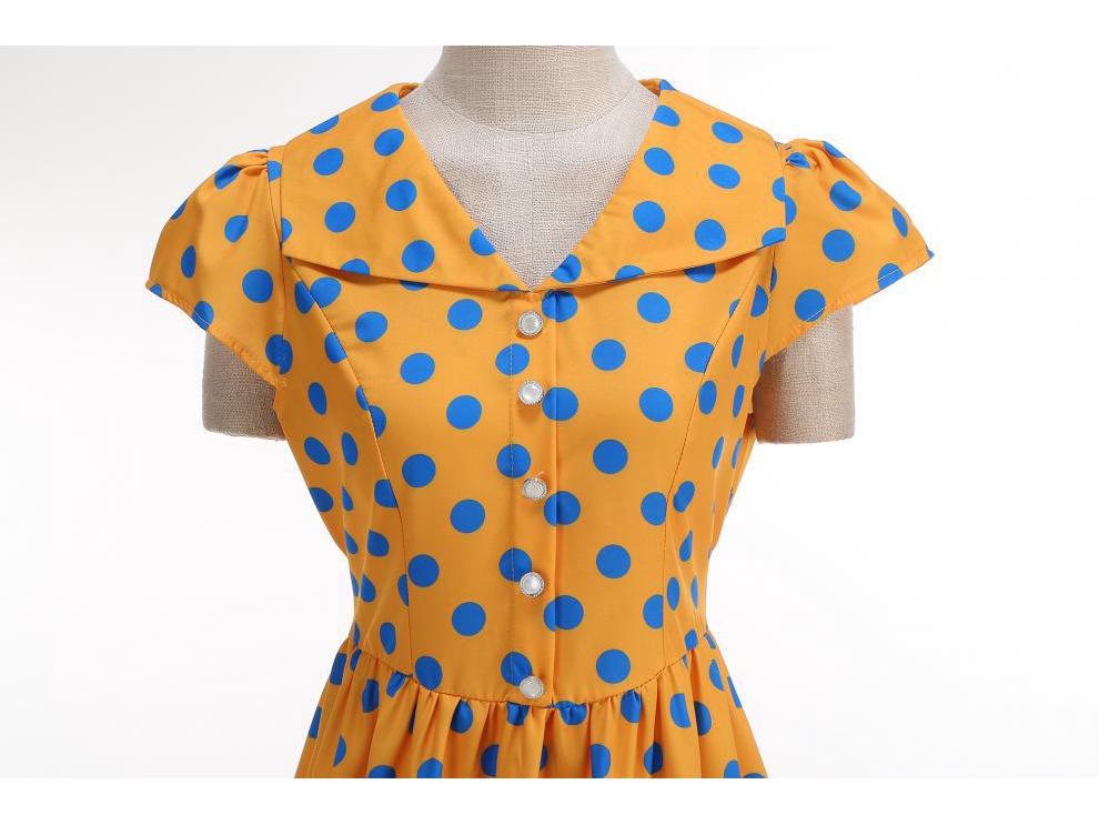 2026 Vintage Polka Dot Big Lapel French Retro Hepburn Dress