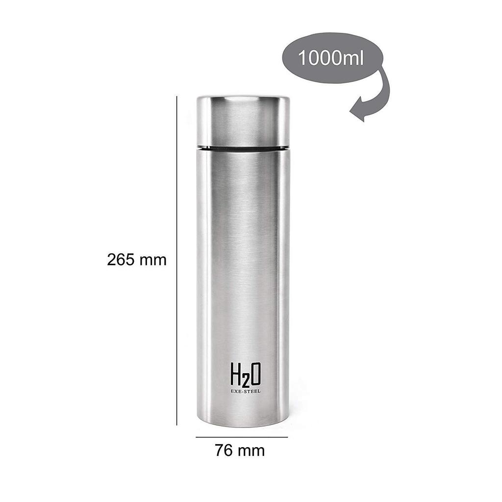 Stainless Steel Water Bottle 1000ml | ISI Certified | Single Wall | Leakproof, Rust-Proof | Food Grade & Easy to Carry | Ideal for Fridge