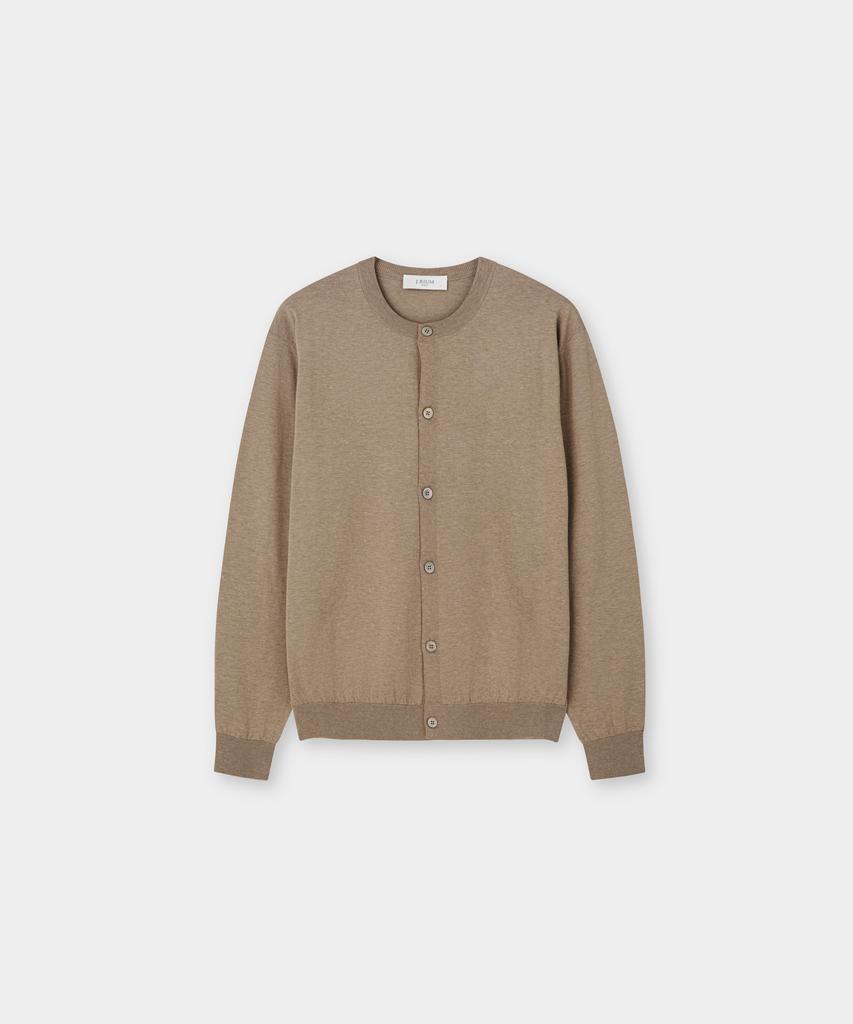 Jrium Cotton Summer Essential Round Neck Cardigan Brown