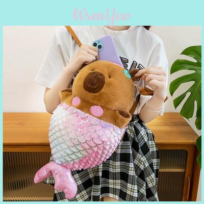 Cartoon Mermaid Water Pig Plush Backpack With Large Capacity For Girls And Teens