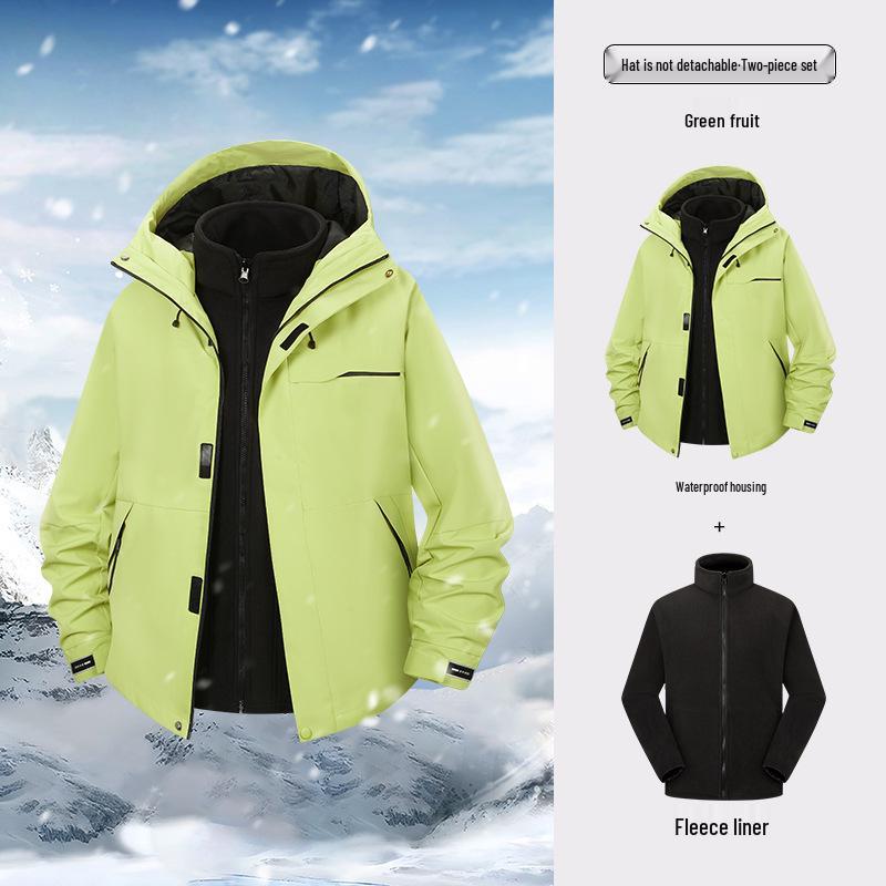 Unisex 3-in-1 Windproof Waterproof Mountaineering Jacket with Fleece Liner for Autumn and Winter