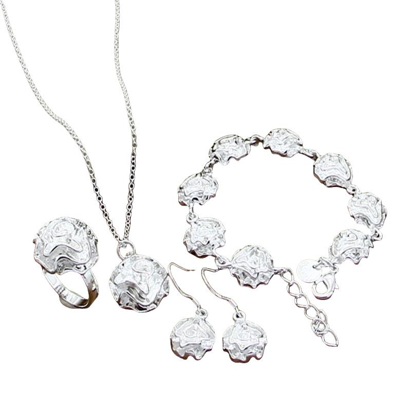 Korean Silver-Plated Rose Four-Piece Set - Hot Selling