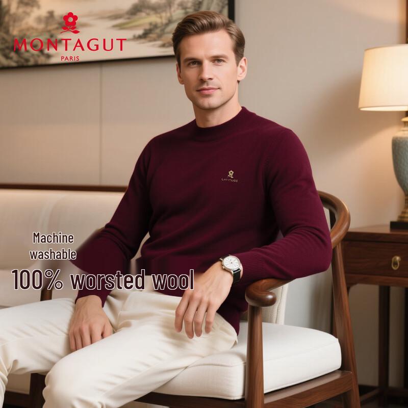 MONTAGUT Men's Round Neck Wool Sweater
