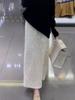 High-Waist Sequin A-Line Skirt for Women - Mid-Length, Autumn/Winter Fashionable Hip-Hugging Design