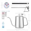 Easyworkz Gooseneck Kettle 600ml with Thermometer Stainless Steel Coffee Pot Hand Drip [Silver]