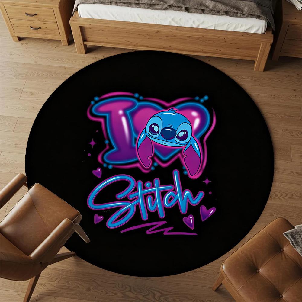 1pc Love Stitch Round Chair Mat Office Area Rug - Non-Slip, Floor Mat for Office, Bedroom, Ideal Home Decor Gift P0105045