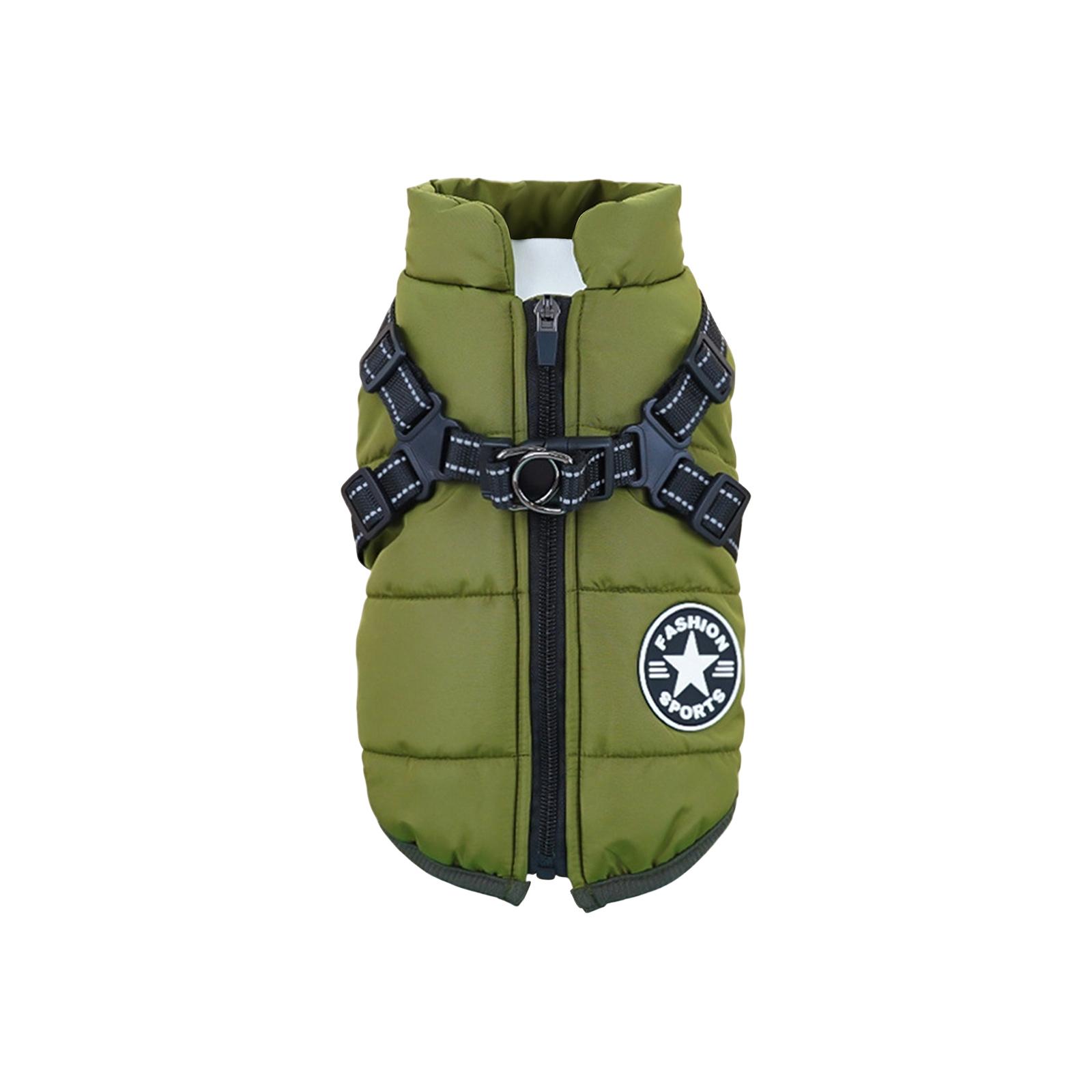 

Одяг для домашніх тварин Потовщений для тепла, Зимові бавовняні куртки на груди та спину для собак і котів, Бавовняні жилети для котів, Товари для собак XXXL армія зелений колір