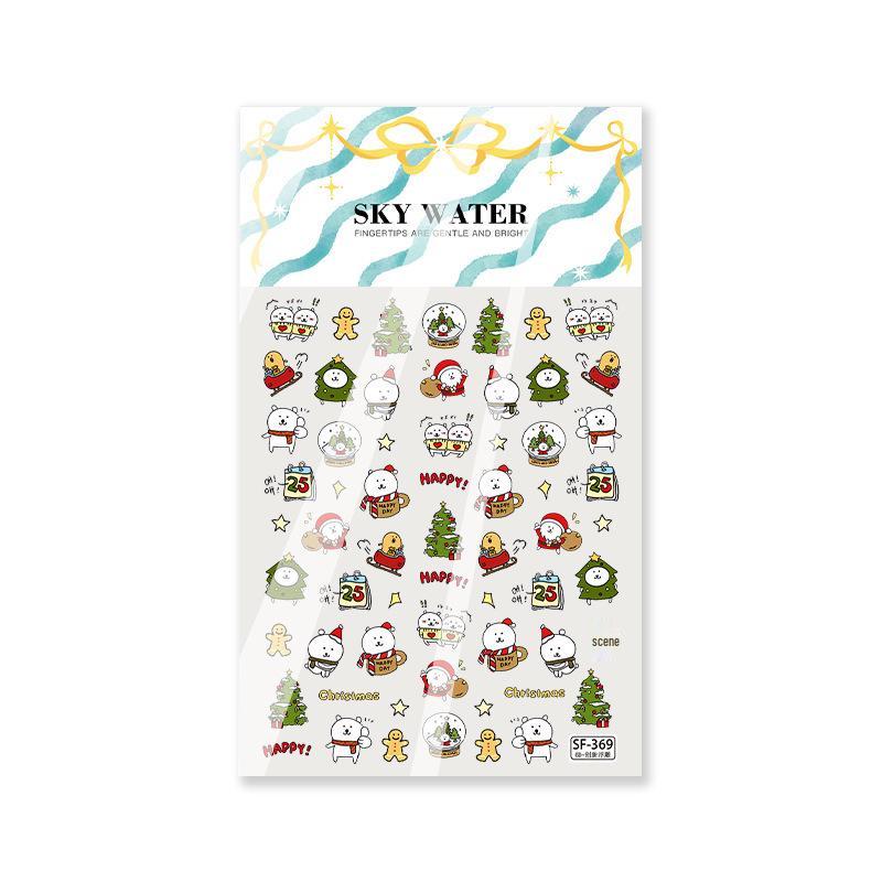 Небесные Чиикава Рождественские 3D тисненые милые мультяшные наклейки для дизайна ногтей