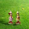 2pcs Creative Resin Garden Couple Sculpture Cute Waterproof Boy and Girl Statue Cartoon Miniatures Figurine Gift