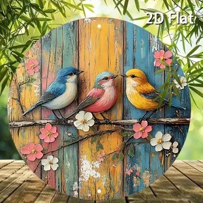 Vintage Metal Poster Birds Flowers Wall Art Home Decor Gift