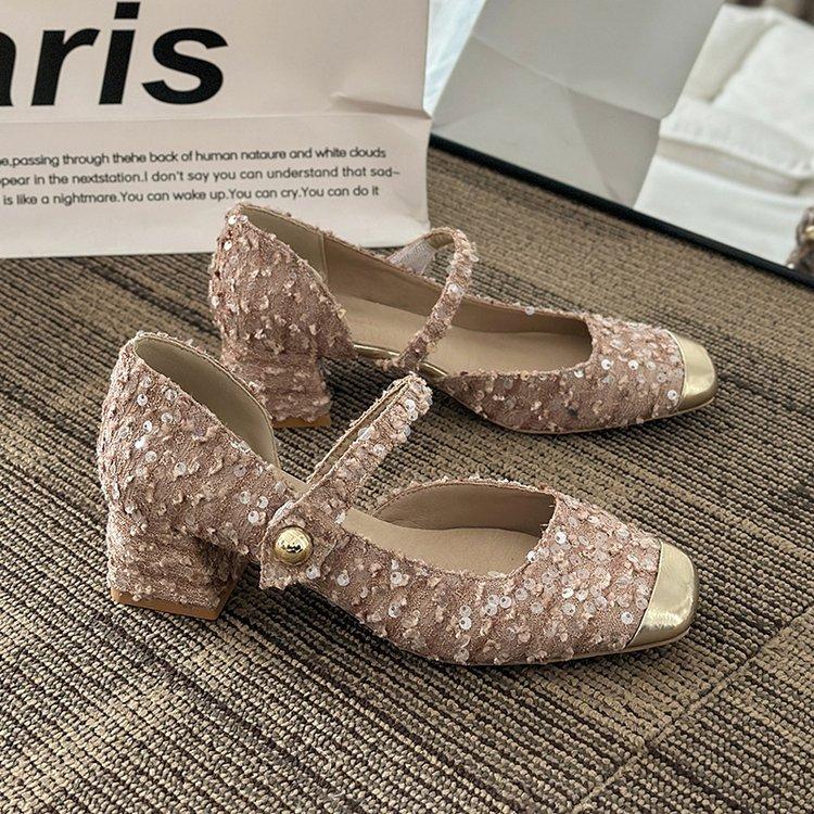 

[youshilai] French Mary Jane women s shoes 2025 new Xiaoxiangfeng single shoes spring shallow high heels 39