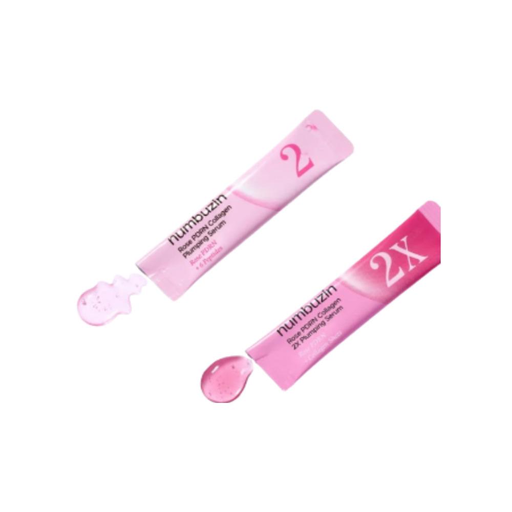 Numbuzin No.2 Rose PDRN Collagen Plumping Serum Duo Travel Set Mild & Intensive 10ml (1ml x 5 Mild + 1ml x 5 Intensive)