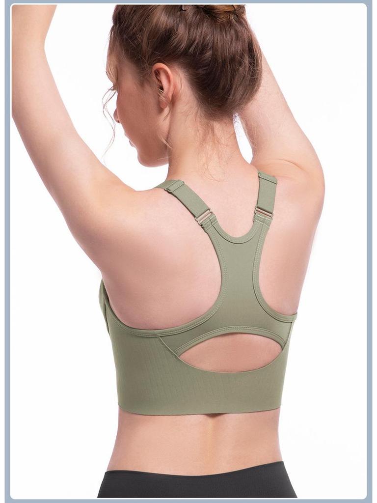 Dambekläder Högintensiv Justerbar Sport-BH med Dragkedja fram och Stötdämpning