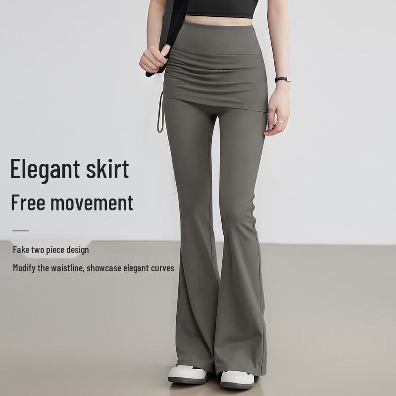 Yuyou Women s Faux Two-Piece Flared Yoga Skirt-Leggings M