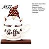 Farmhouse Coffee Station Decorations Bar Table Ornament, Wooden Theme Stand with Stable Corner Decorative Base, Retro Tray for Kitchen Countertop
