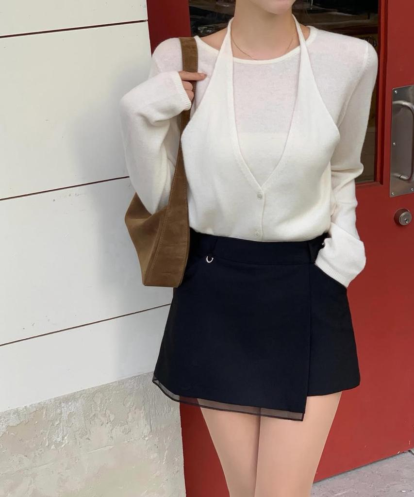 AHWE Halter Slit Knit_Ivory