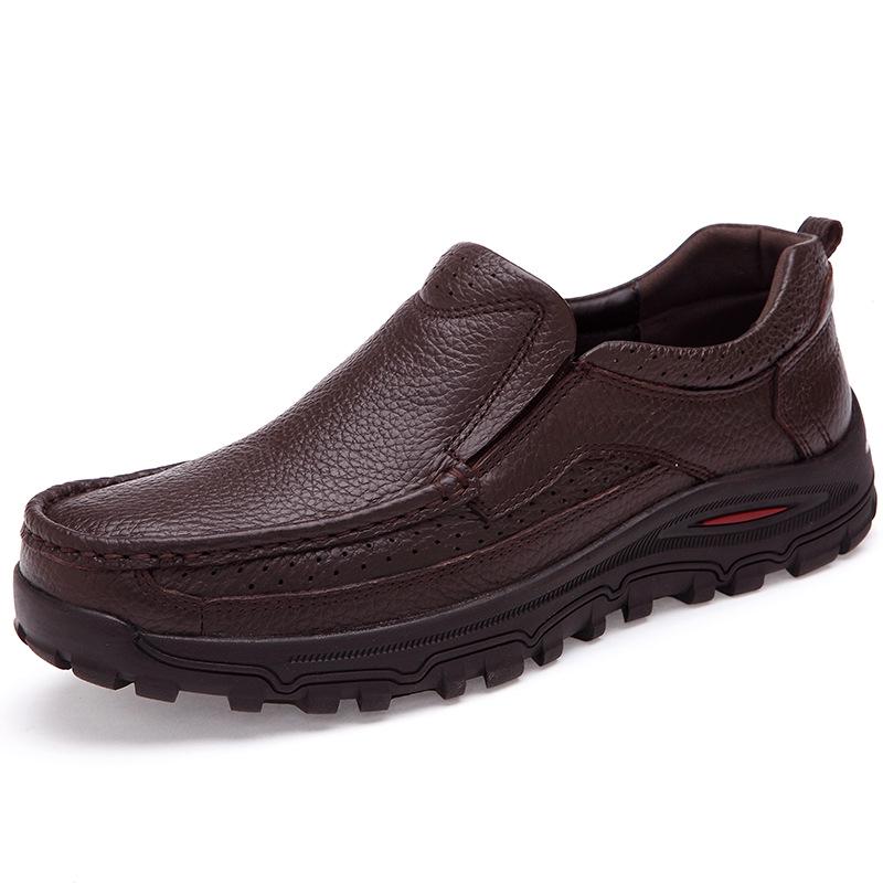 Men's Leather Shoes Leather Casual Shoes Business Sleeve Large Size Men's Shoes Platform Winter 46 47 48 Size Soft Sole
